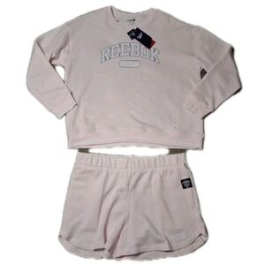 Reebok Light Pink Frosted Berry SweatShirt & Shorts Lounge Set Womens XL NWT $95